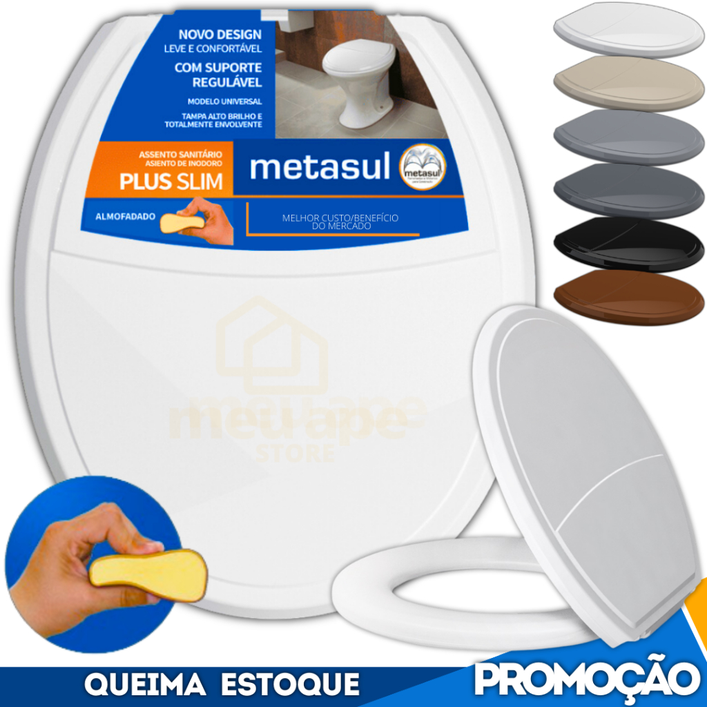 Assento Sanitário Almofadado Tampa Vaso Oval Universal Redondo Deca Celite Icasa Logasa Incepa Slim
