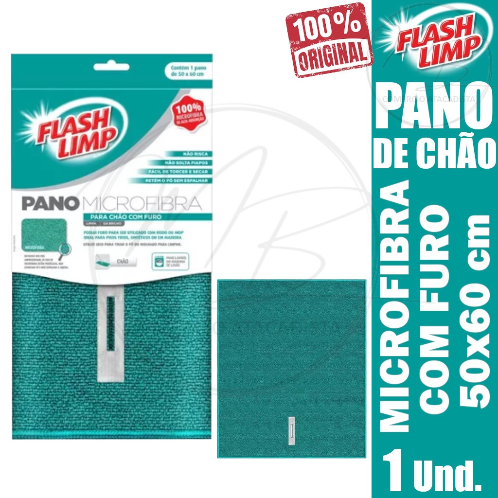 Pano Microfibra Para Chão Com Furo 50 X 60 cm - Flash Limp