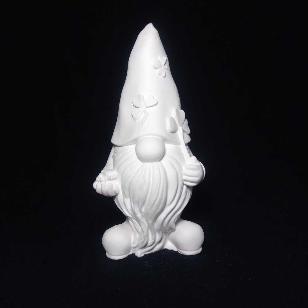 Duende Gnomo Trevo Sorte Gesso Cru Decoração Jardim Zen