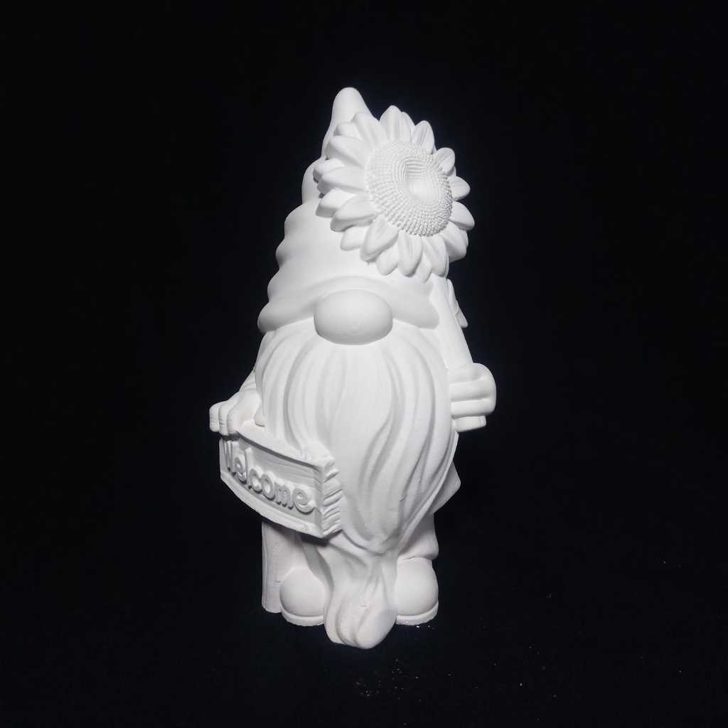 Duende Gnomo Gesso Cru Welcome Girassol Jardim Casa Decoração