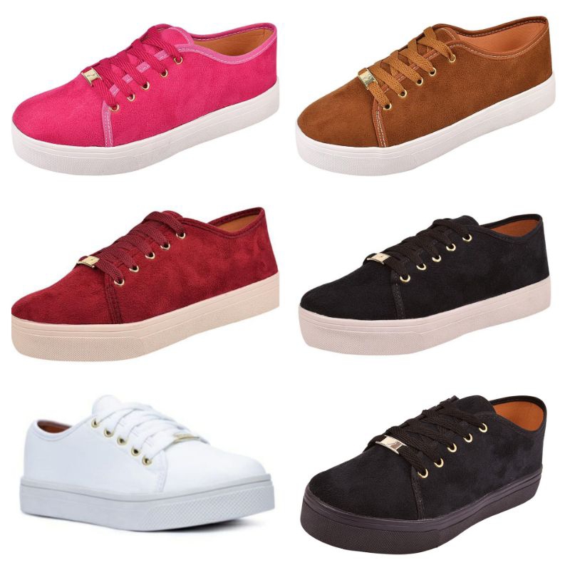 KITS 4 PARES Tênis Feminino Escolar Sapatenis Confortável Casual Caminhada ENVIO 24HS Promoção