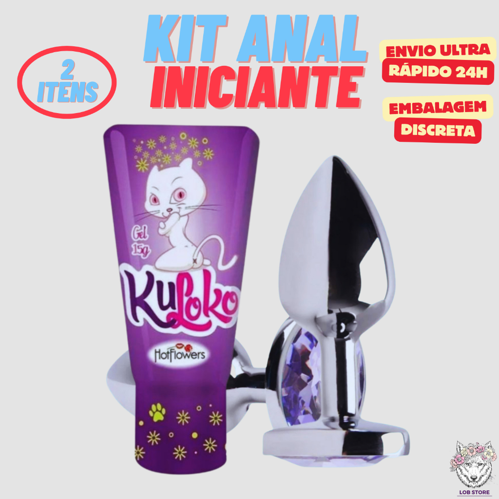 Kit Anal Iniciante Plug P + Lubrificante Intimo Kuloko Hot Flowers 15g - Sex Shop