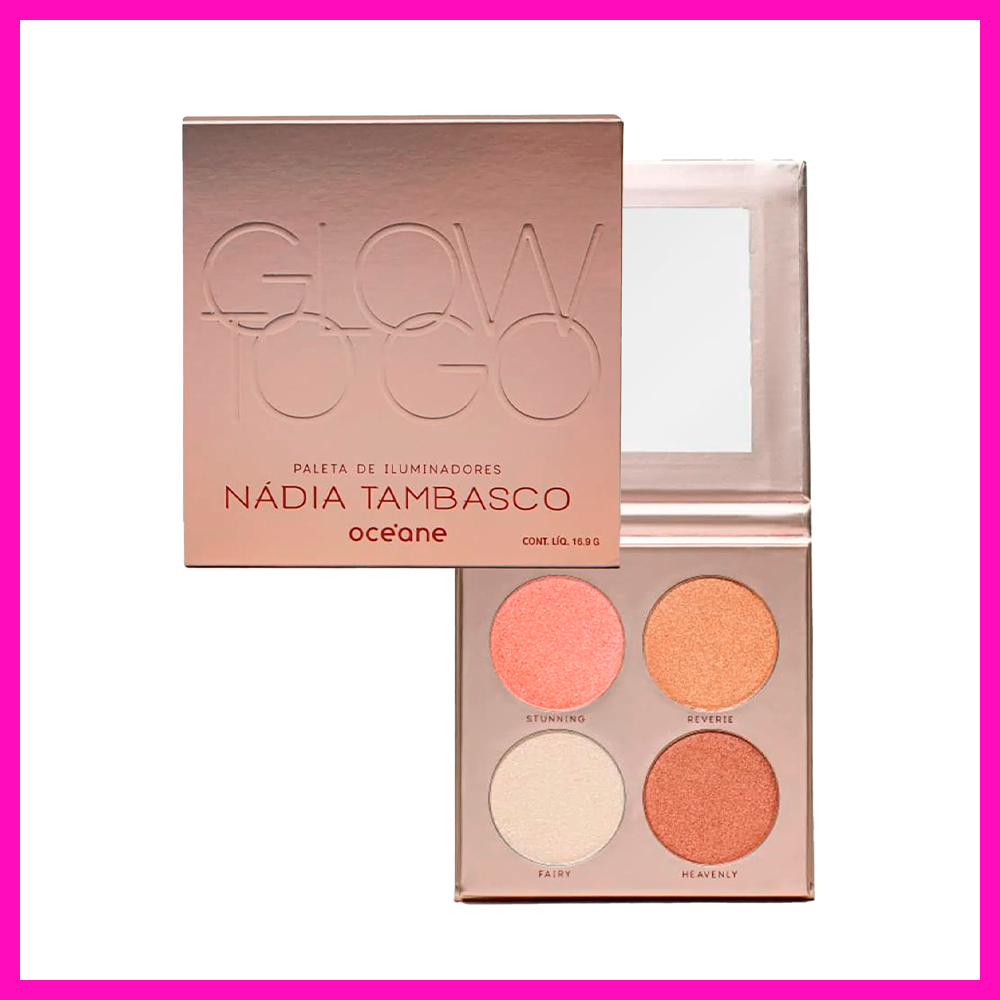 Nádia Tambasco Paleta de Iluminadores Glow To Go 16,9g (Make com brilho natural, para todos os tons de pele)