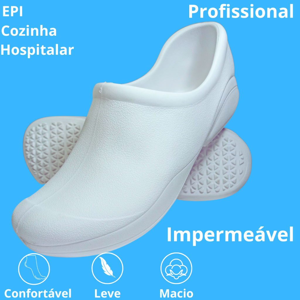 Sapato Enfermeira Fechado Enfermagem Antiderrapante Profissional Uniforme Cozinha Babuche Leve