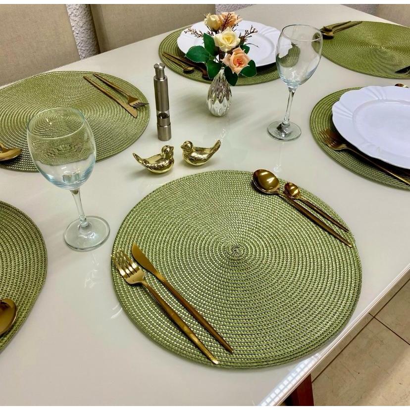 JOGO AMERICANO KIT 4 OU 6 PEÇAS  SOUSPLAT REDONDO 38cm MESA JANTAR COZINHA em Oferta na Shopee