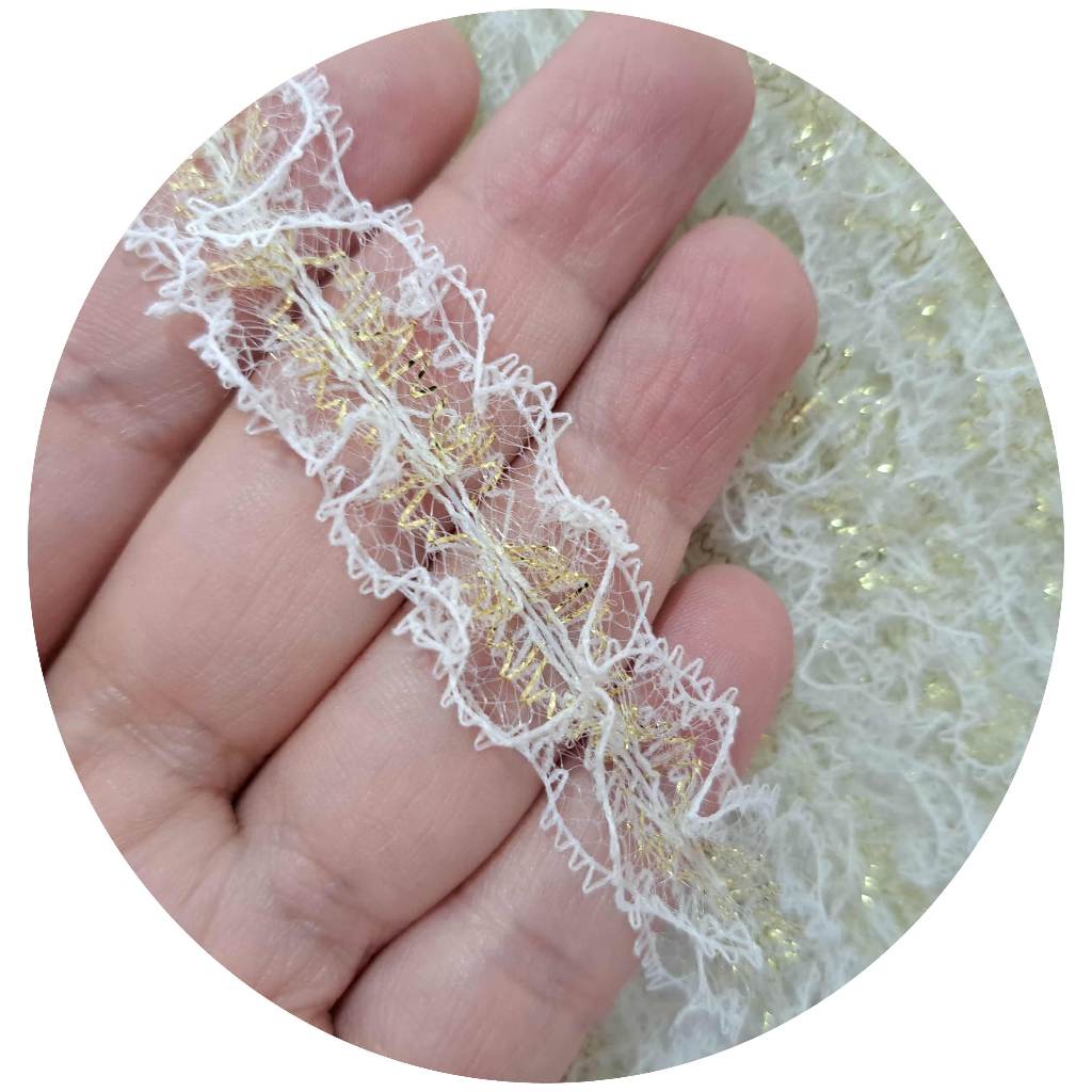 10 metros Renda Rendinha Fru Fru Metalizada 18 mm largura em Oferta na Shopee