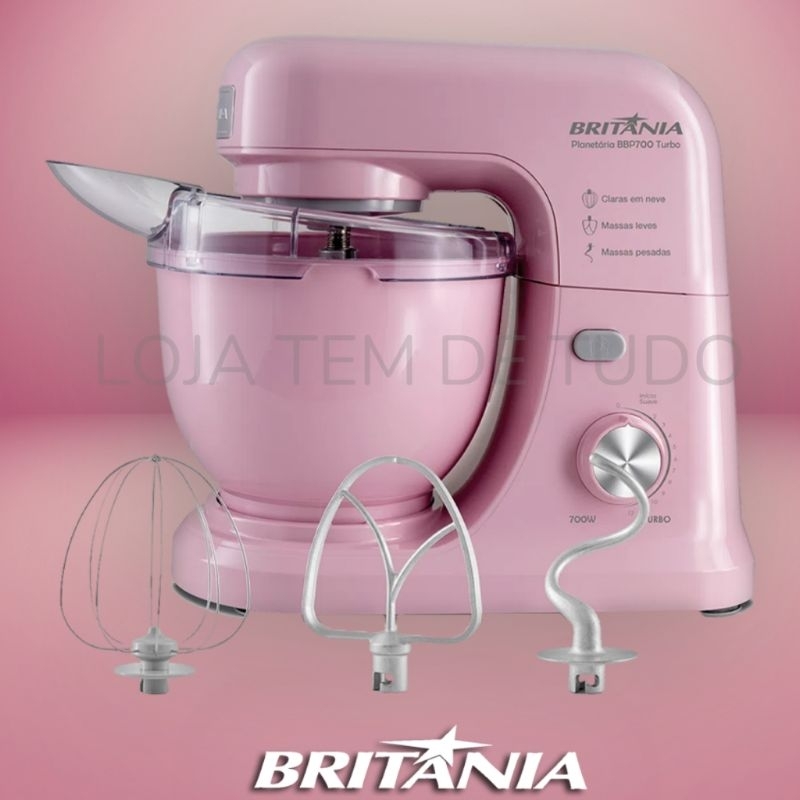 Batedeira planetaria Britânia Bbp Rosa Turbo 4L 12 Velocidades 700W