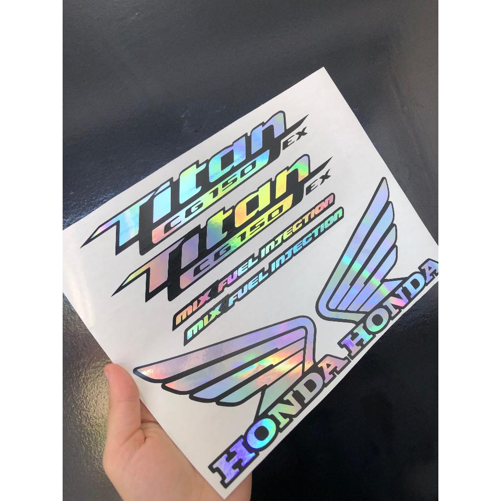 adesivos titan 150 mix fuel injection holografico com fundo preto