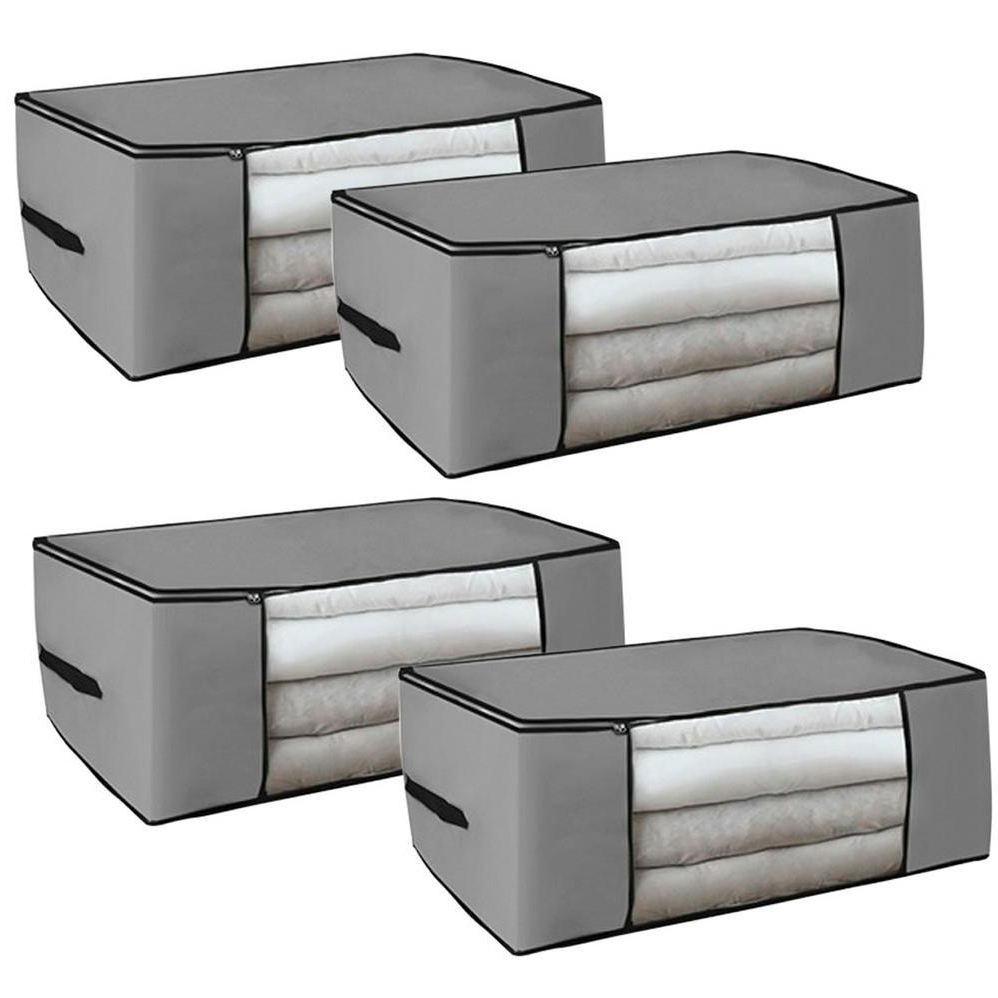 Kit 4 Caixa organizadora de roupa de cama/Edredom/lençol/roupa de frio 45x45x20cm - ORGANIZALUX