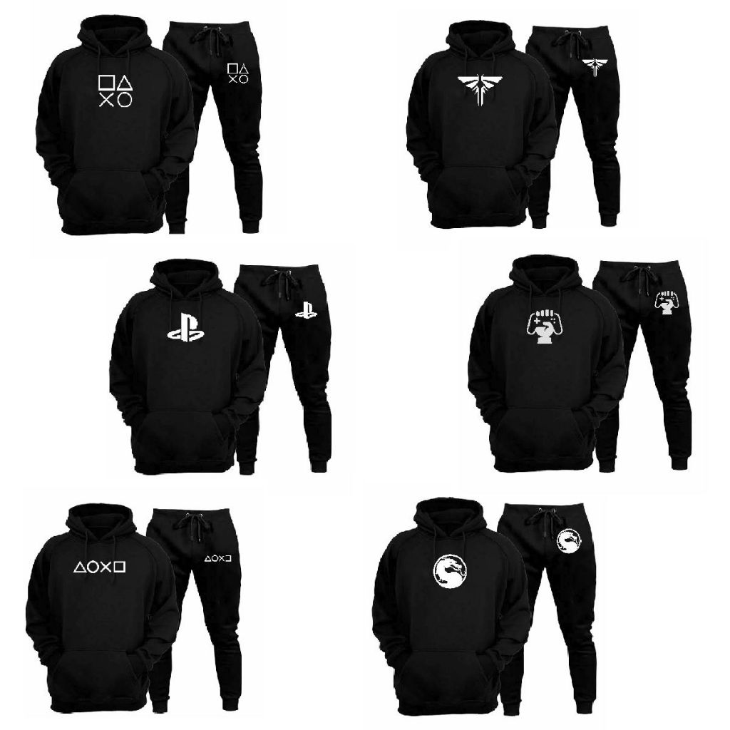 1 Conjunto Gamer Moletom Unissex Adulto 1 Blusa de Frio e 1 Calça Oferta Promoção