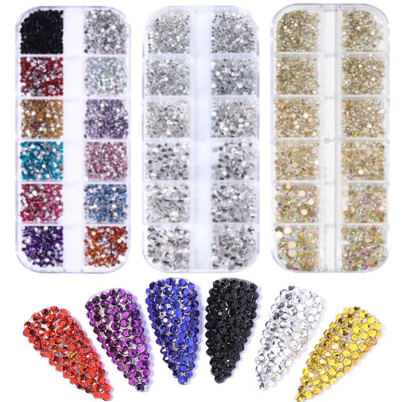 Kit 3 Caixas Estojo Strass Colorido Para Maquiagem e Nail Art