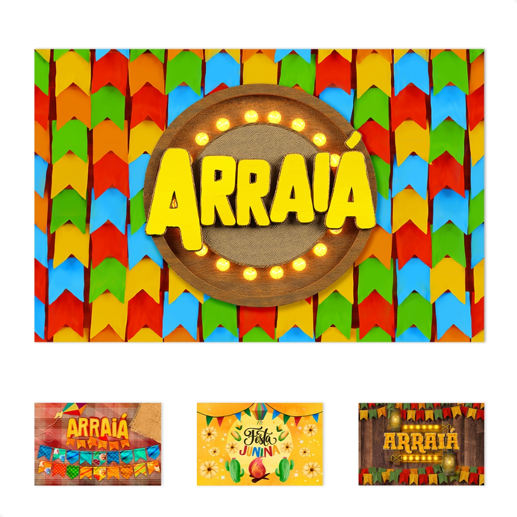Painel De Festa Retangular Festa Junina Horizontal Sublimado 3D Em Tecido Monte fácil em Oferta na Shopee