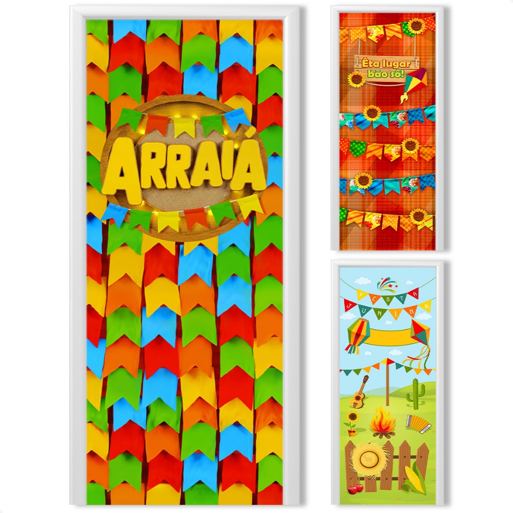 Painel Retangular Festa Junina Porta Decorativo Tecido 0,85x2,10m
