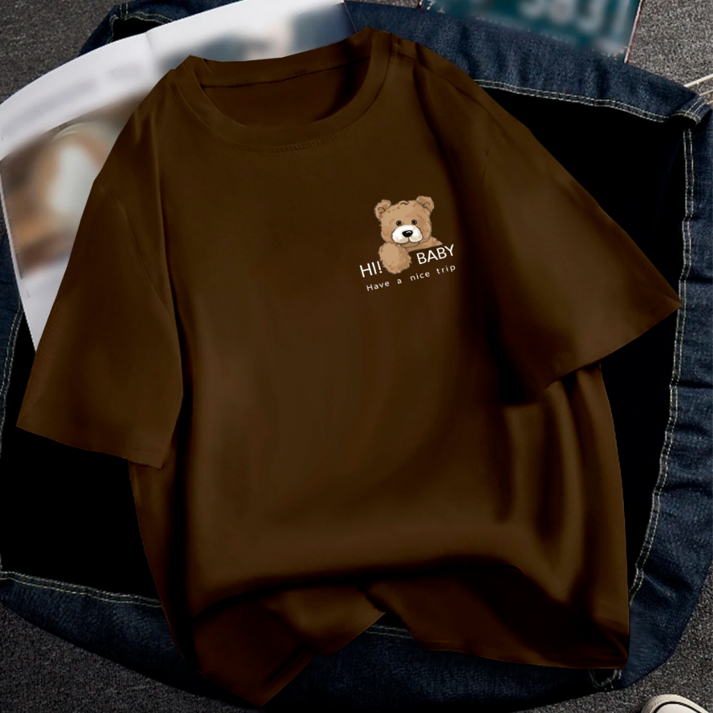 Camisa Unissex Casual Personalizada Blusa Skatista Dia Noite Oversized Camiseta Marrom Estampa T Sh