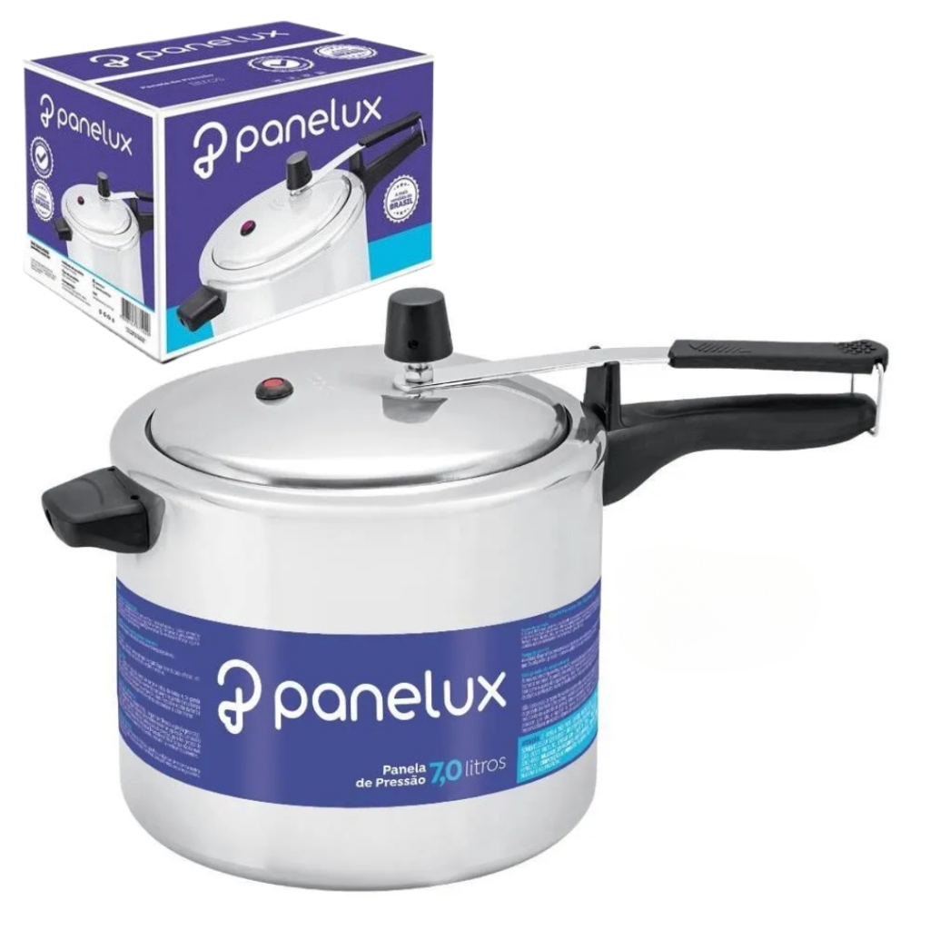 Panela de Pressão Polida 7 Litros Alumínio 7L Fechamento Interno Classic Panelux 1036
