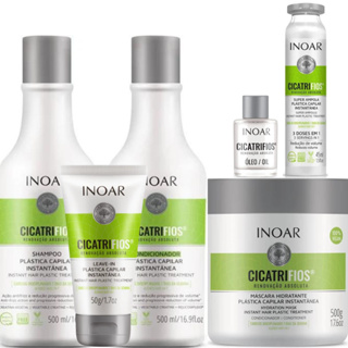 KIT CICATRIFIOS SH 500ML+COND 500 ML+ MÁSCARA 500G+LEAVE-IN 50G AMPOLA 45ML+ÓLEO CICATRIFIOS 7ML INOAR em Oferta na Shopee
