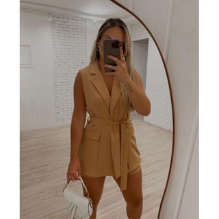 Conjunto alfaiataria blazer colete e shorts feminino em Oferta na Shopee