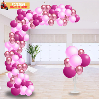 Kit 125 Balões Rosa Claro + Pink + Rosa Metalizado Para Festas e Aniversário em Oferta na Shopee