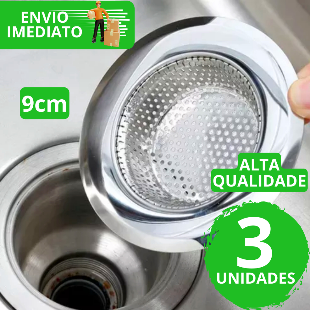 Kit Ralo De Pia Aço Inox 9cm Ralinho Protetor Para Cuba Cozinha Restaurantes e Estabelecimentos