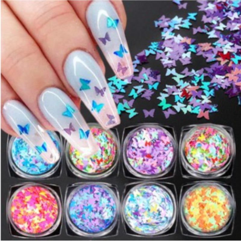 Caixa 12 Potinhos Glitter Borboleta Unhas Decoração Porcelana em Oferta na Shopee