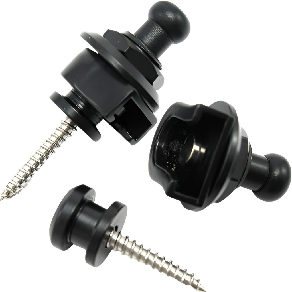 Par Roldana Strap Lock Trava Correia Guitarra Violão Baixo 2 Cores Preto Prata