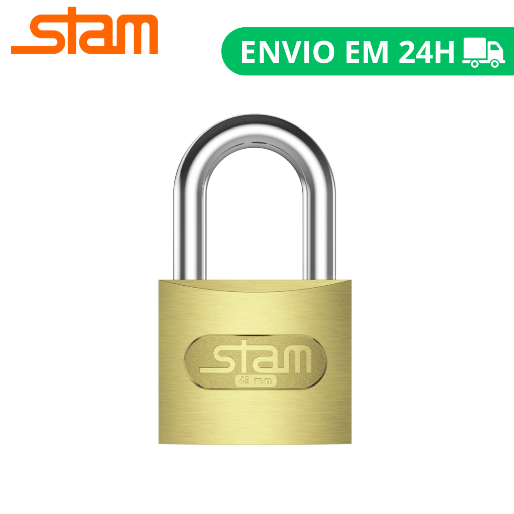 Cadeado segurança Stam original zamac latonado 20mm - 45mm - Stam