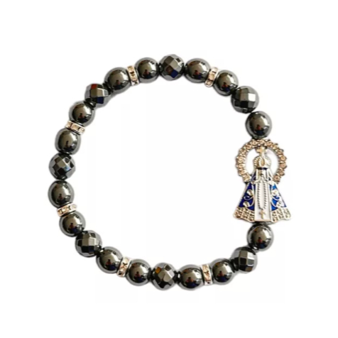 Pulseira Terço Hematita Nossa Senhora Aparecida Católico