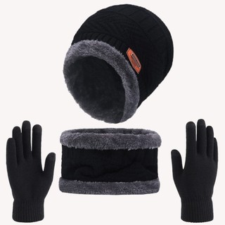 Touca de Frio Forrada + Gola Forrada + Luva normal - Masculina e Feminina Kit Inverno