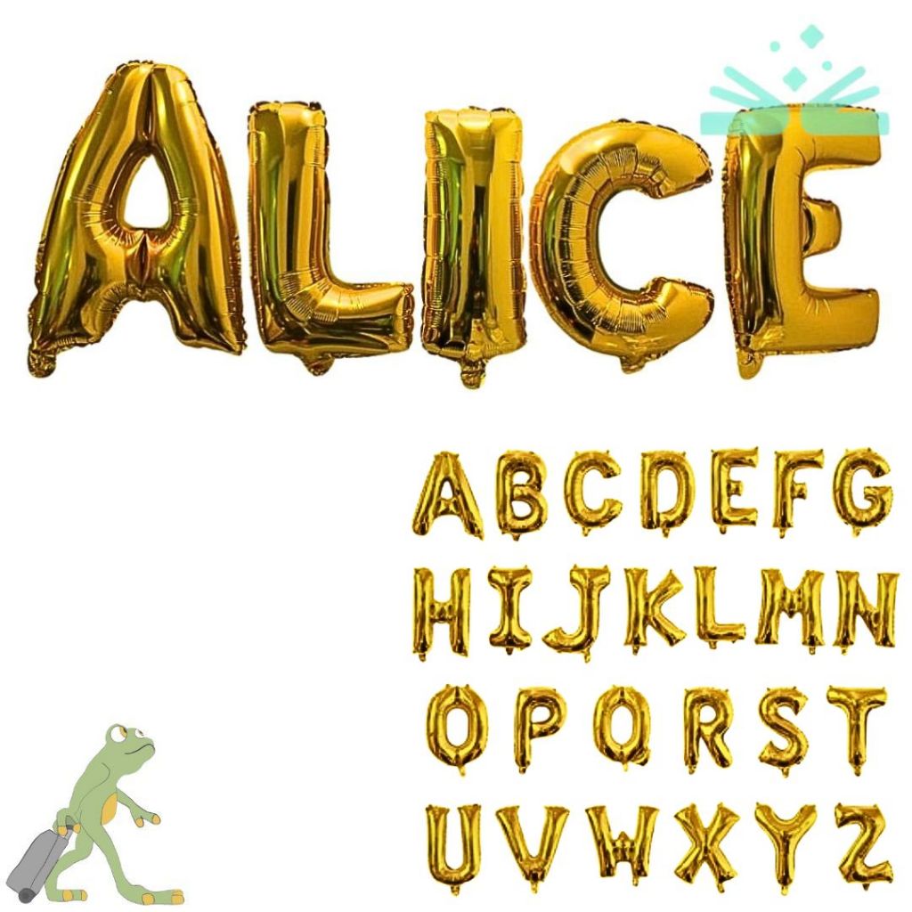 Conjunto 8 Balões Metalizados Letra Dourado 30cm Escolha as letras e montamos seu kit de letras