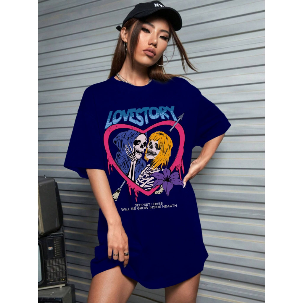 Camiseta Oversized Feminina Academia Plus Size Soltinha T Shirt Estilosa Skatista Macia Blusa Confo