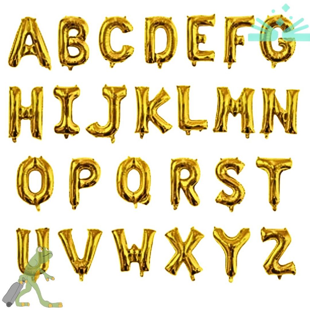 Balões Metalizados Pacote com 16 Letra Dourado ENVIAR AS LETRAS NO CHAT 30cm Escolha as letras e monte seu kit.