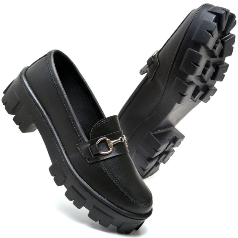 Sapato Mocassim Feminino Tratorado Detalhe Elegante