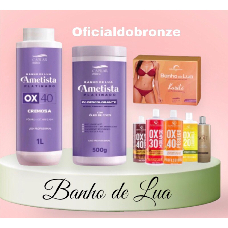 OX 1 L + Pó 500g Banho de lua Ametista Platinado & Patrícia Lobo. em Oferta na Shopee