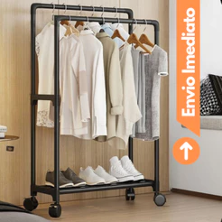 Estante Cabideiro Duplo Arara Guarda Roupas Sapateira Rack Organizadora