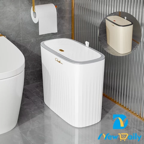 15L Lixeira grande com tampa de Click pressão, ideal para uso em cozinhas, salas e banheiros. LP-51-BC