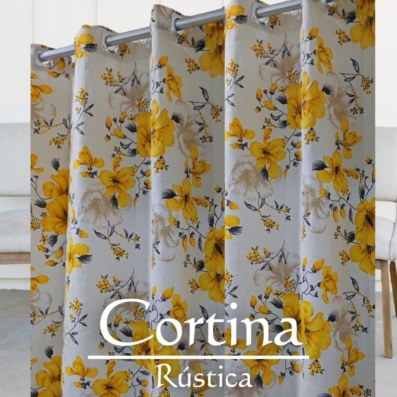 Cortina Rústica Estampada 3,00m x 2,70m Sala Quarto Tecido Grosso Decoração Moderna em Oferta na Shopee