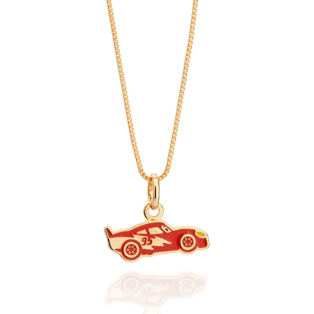 Cordão + Pingente Relâmpago Mcqueen Rommanel Banhado A Ouro 18k