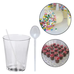 KIT 100~500 COPINHO 10 ML BRIGADEIRO ACRÍLICO + 100~500 MINI COLHER CRISTAL DESCARFEST (CHOCO)