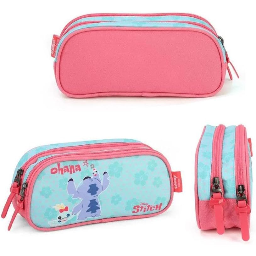 Estojo Duplo Escolar Stitch Turquesa - Luxcel
