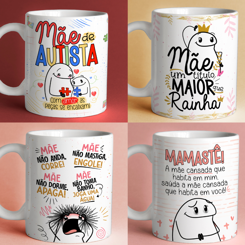 Caneca Personalizada Dia Das Mães - Xícara de Porcelana - Presente Para Mãe - Flork Meme - Copo Personalizado - Louça - Cerâmica - Engraçada - Diferenciadas