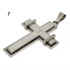 Pingente Masculino Crucifixo Cruz Grande Em Alto Relevo Aço Inox Prata