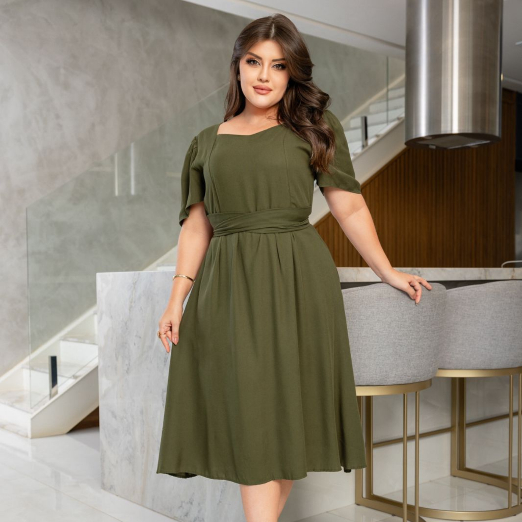 Vestido decote princesa C. Vestido moda evangélica, vestidos forrados, vestidos Plus Size