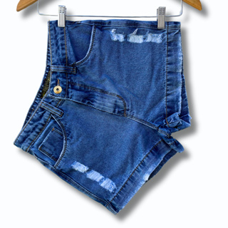 Short jeans navalhado cintura alta premium em Oferta na Shopee