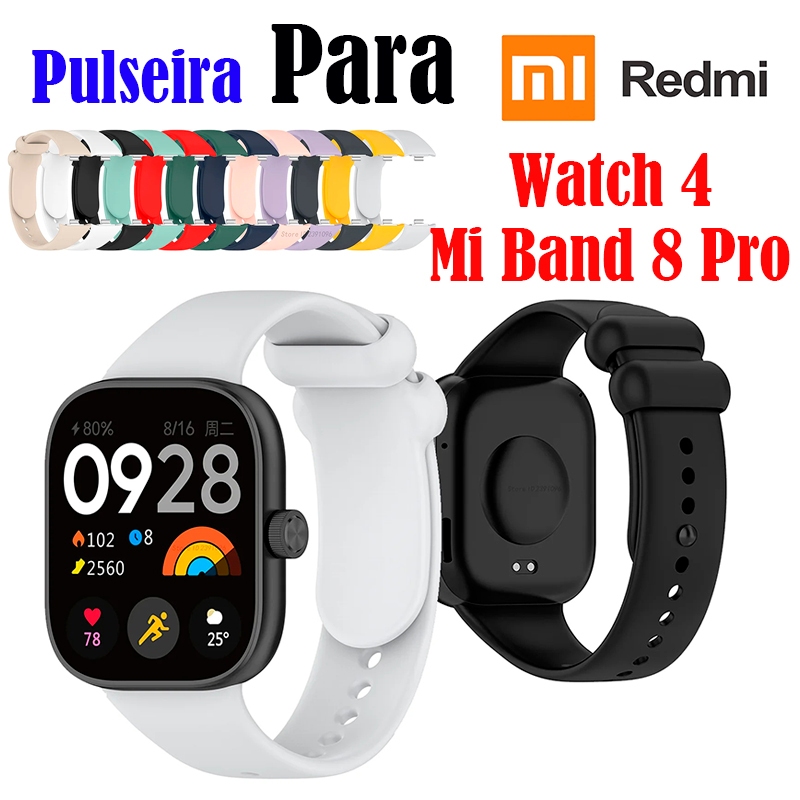 Pulseira Silicone Redmi Watch 4, Relógio Inteligente Mi Band 8 Pro, Substituição Correa, Pulseira Acessórios Smart Watch