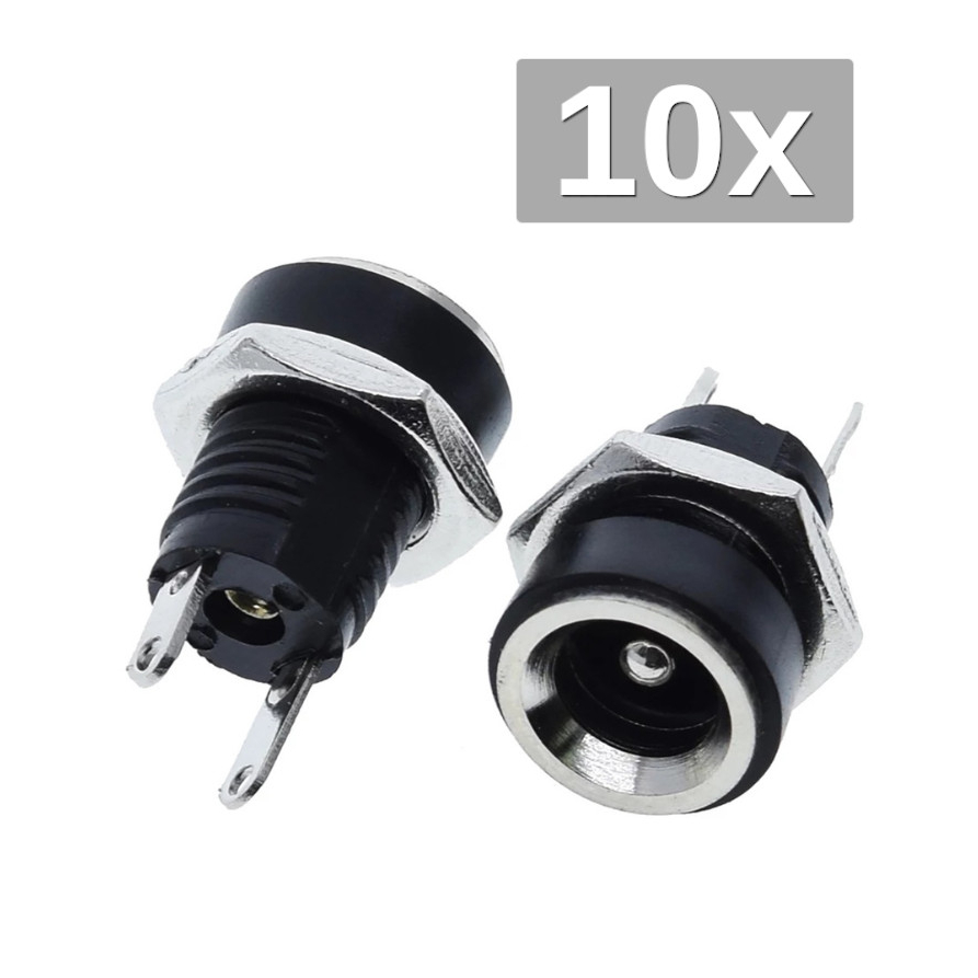 Kit 10x Plug Jack Dc-022B Conector Plug Jack P4 Femea Conexão Rápida Projetos Prototipação