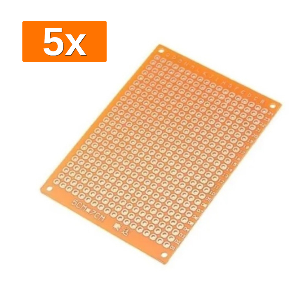 Kit 5x Placa Fenolite 5x7 Perfurada Lado Unico Mini Protoboard Circuito Eletronico Esp Arduino