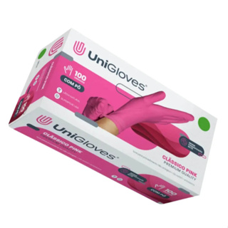Luva Látex com Pó Pink Rosa - 100 und - UniGloves em Oferta na Shopee