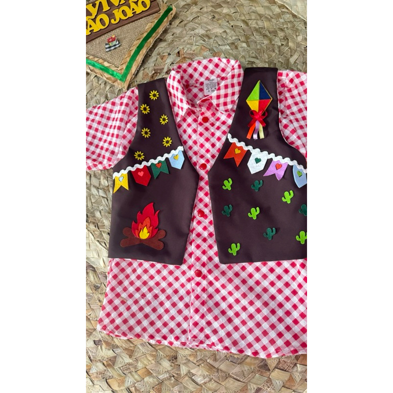 coletes e camisas temáticas São João xadrez personalizados super estiloso diversos modelos e cores infantil menino garoto criança festa promoção
