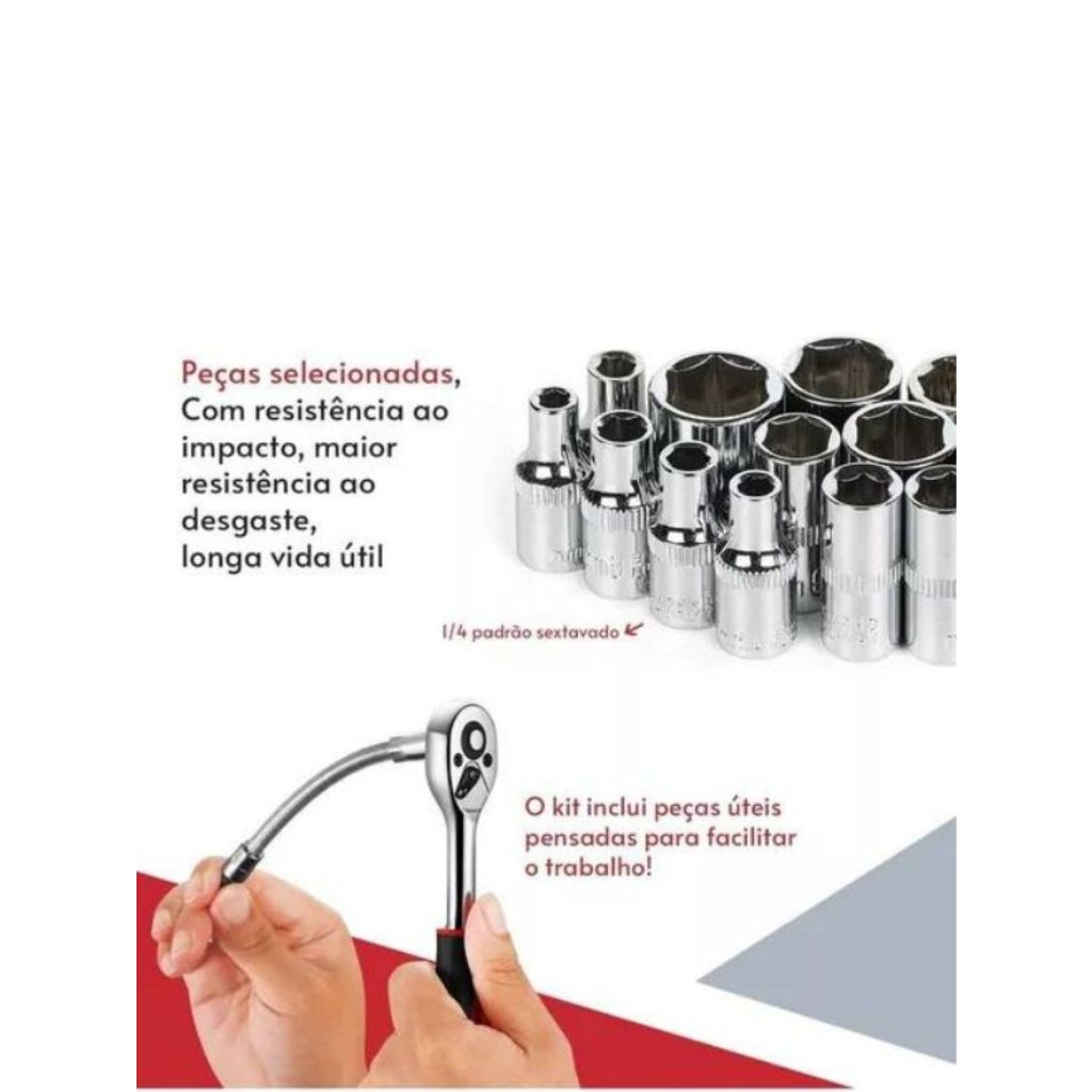 Verde Kit Chaves Jogo Catraca Reversível Soquetes 46 Peças Maleta Promoção