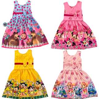 Vestidos Infantis Temáticos Personagens Vários Modelos Liquidação em Oferta na Shopee